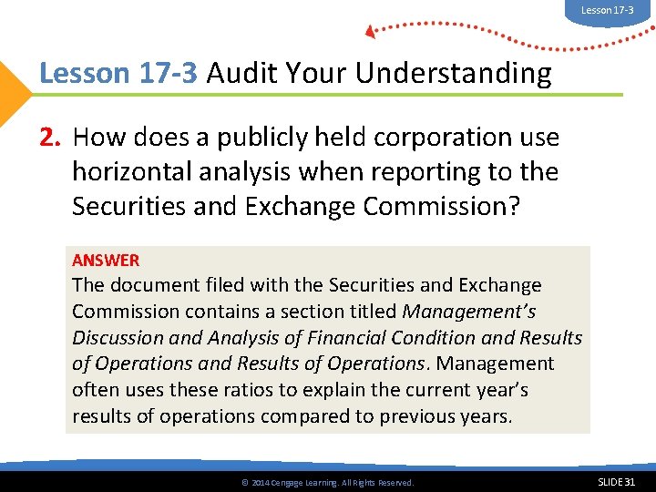 Lesson 17 -3 Audit Your Understanding 2. How does a publicly held corporation use