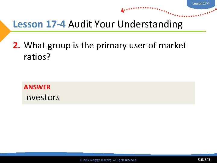 Lesson 17 -4 Audit Your Understanding 2. What group is the primary user of