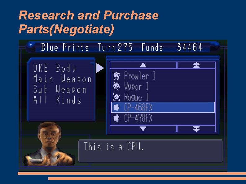 Research and Purchase Parts(Negotiate) 