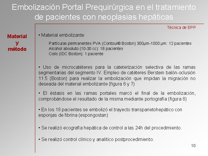 Embolización Portal Prequirúrgica en el tratamiento de pacientes con neoplasias hepáticas Técnica de EPP