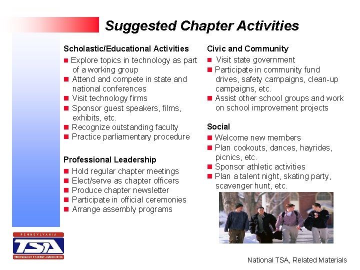 Suggested Chapter Activities Scholastic/Educational Activities n Explore topics in technology as part of a