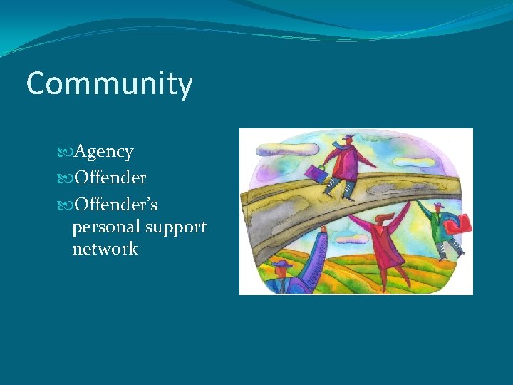Community Agency Offender’s personal support network 