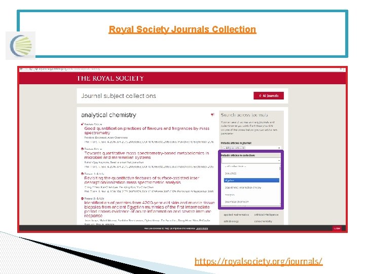 Royal Society Journals Collection https: //royalsociety. org/journals/ 