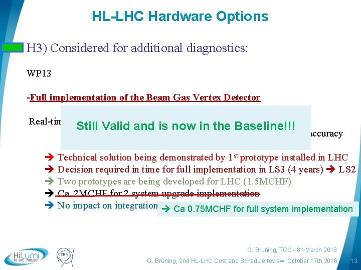 HL-LHC Hardware Options H 3) Considered for additional diagnostics: WP 13 -Full implementation of
