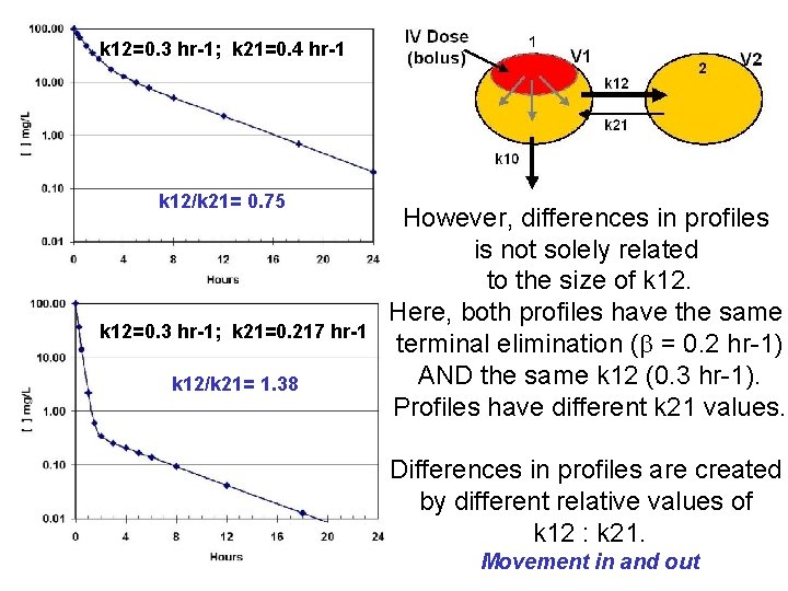 k 12=0. 3 hr-1; k 21=0. 4 hr-1 k 12/k 21= 0. 75 k