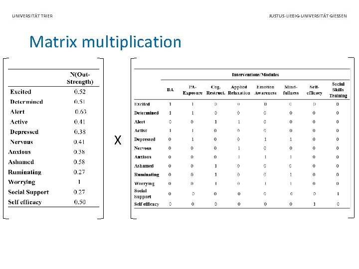 JUSTUS-LIEBIG-UNIVERSITÄT GIESSEN UNIVERSITÄT TRIER Matrix multiplication X 