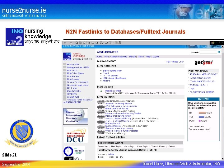 nursing knowledge N 2 N Fastlinks to Databases/Fulltext Journals anytime anywhere Slide 21 September