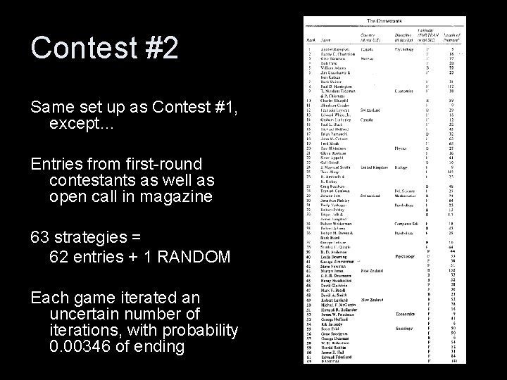 Contest #2 Same set up as Contest #1, except… Entries from first-round contestants as
