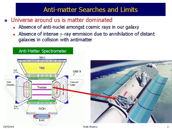 Anti-matter Searches and Limits n Universe around us is matter dominated n n Absence