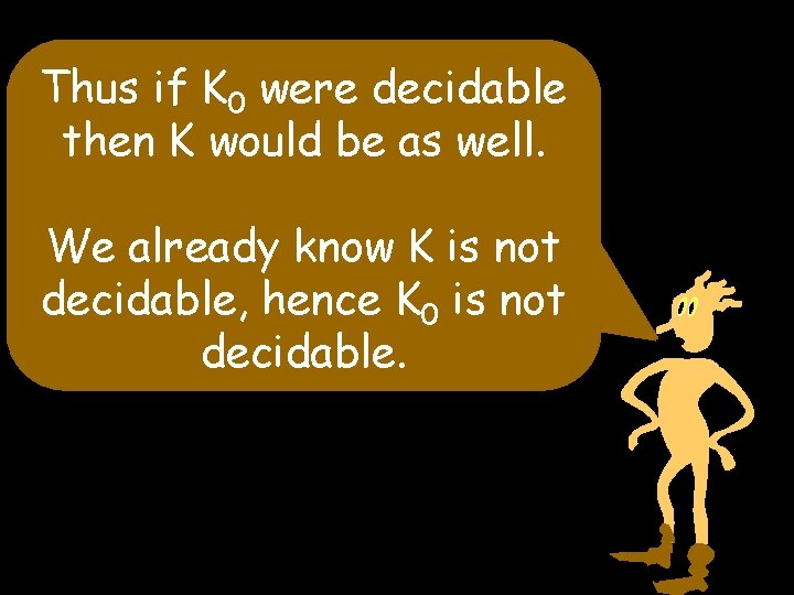 Thus if K 0 were decidable then K would be as well. We already