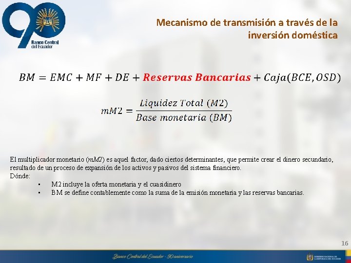 Mecanismo de transmisión a través de la inversión doméstica El multiplicador monetario (m. M