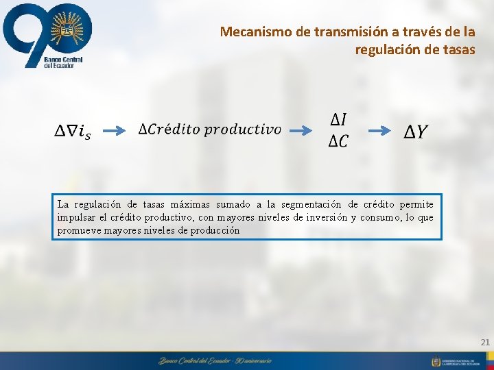 Mecanismo de transmisión a través de la regulación de tasas La regulación de tasas