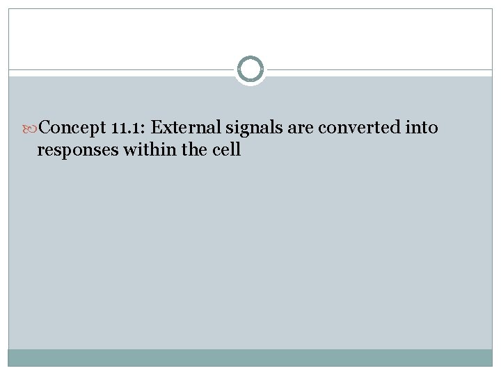  Concept 11. 1: External signals are converted into responses within the cell 