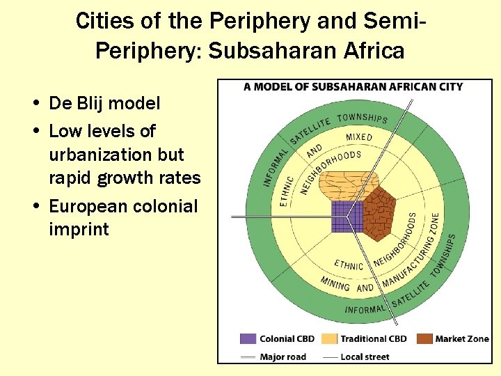 Cities of the Periphery and Semi. Periphery: Subsaharan Africa • De Blij model •