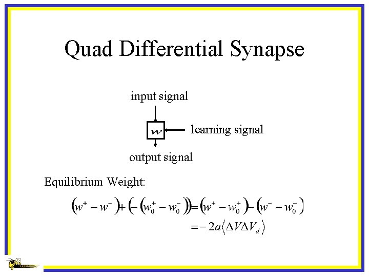 Quad Differential Synapse input signal learning signal output signal Equilibrium Weight: 