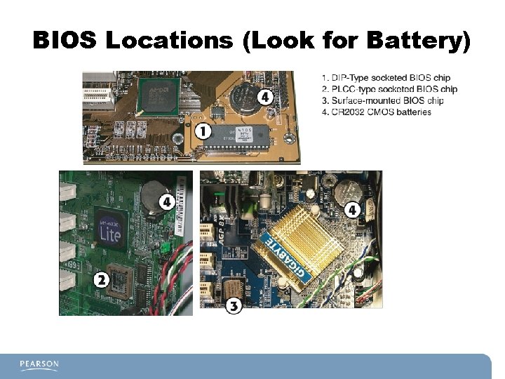 BIOS Locations (Look for Battery) 