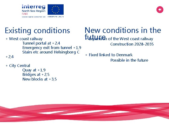 Existing conditions New conditions in the future + Expansion of the West coast railway