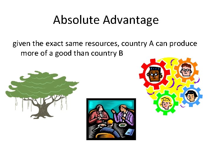 Absolute Advantage given the exact same resources, country A can produce more of a