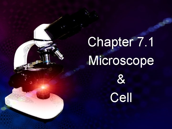 Chapter 7. 1 Microscope & Cell 