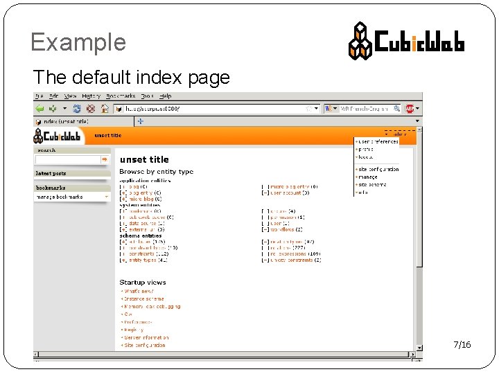Example The default index page 7/16 