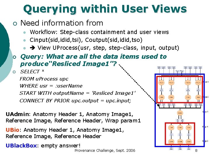 Querying within User Views ¡ Need information from l l l ¡ ¡ Workflow: