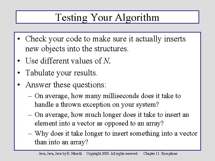 Testing Your Algorithm • Check your code to make sure it actually inserts new