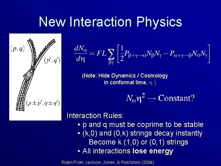 New Interaction Physics (Note: Hide Dynamics / Cosmology in conformal time, Interaction Rules: •
