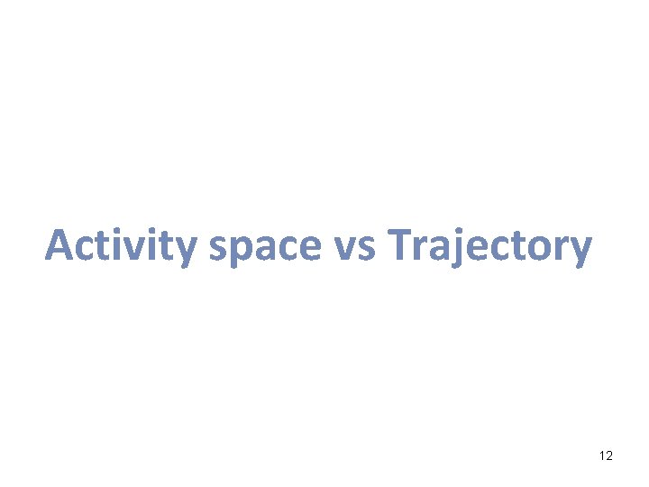 Activity space vs Trajectory 12 