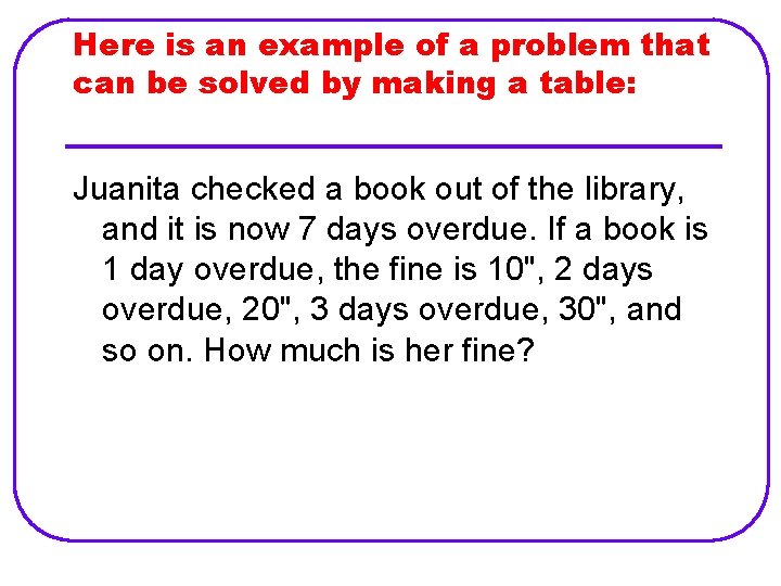 Here is an example of a problem that can be solved by making a