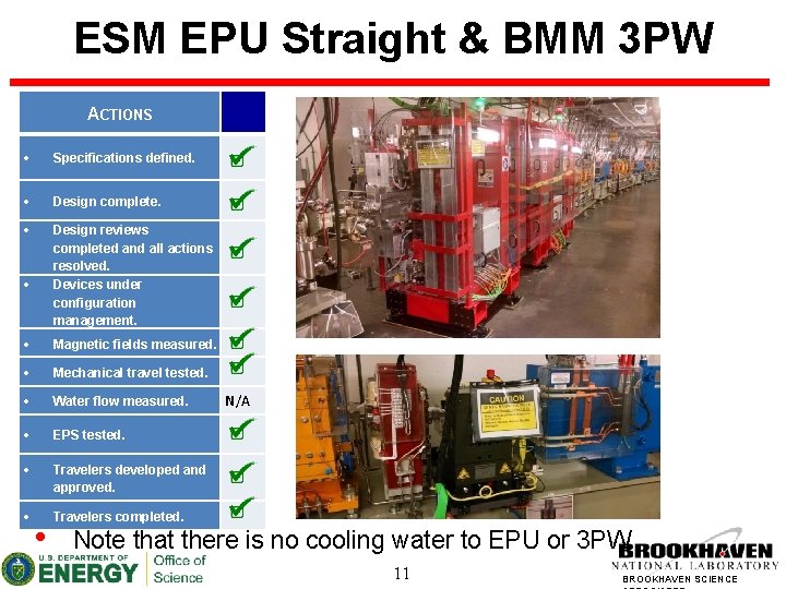 ESM EPU Straight & BMM 3 PW ACTIONS Specifications defined. Design complete. Design reviews