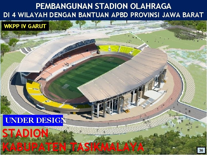 PEMBANGUNAN STADION OLAHRAGA DI 4 WILAYAH DENGAN BANTUAN APBD PROVINSI JAWA BARAT WKPP IV