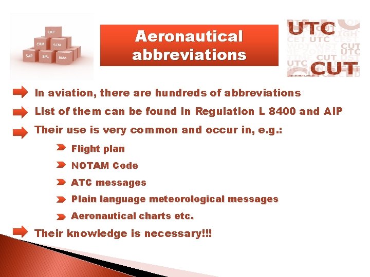 Aeronautical abbreviations In aviation, there are hundreds of abbreviations List of them can be