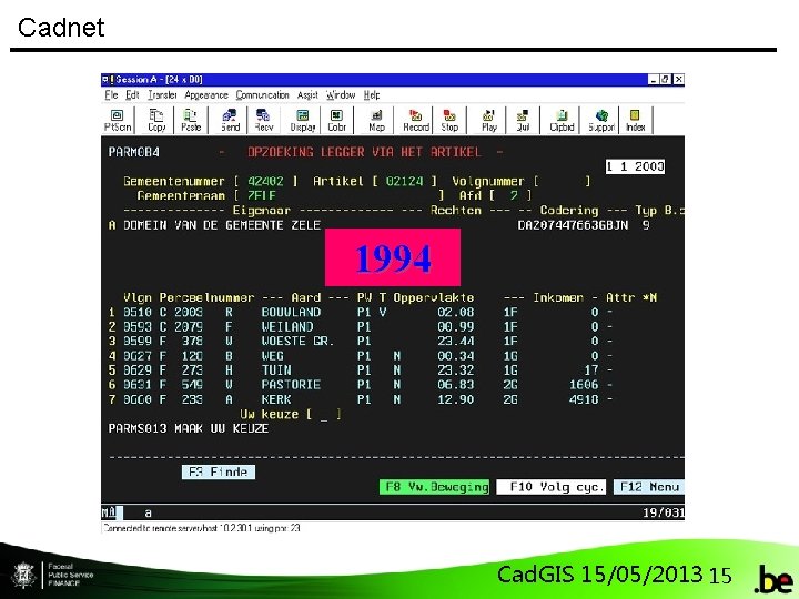 Cadnet 1994 Cad. GIS 15/05/2013 15 