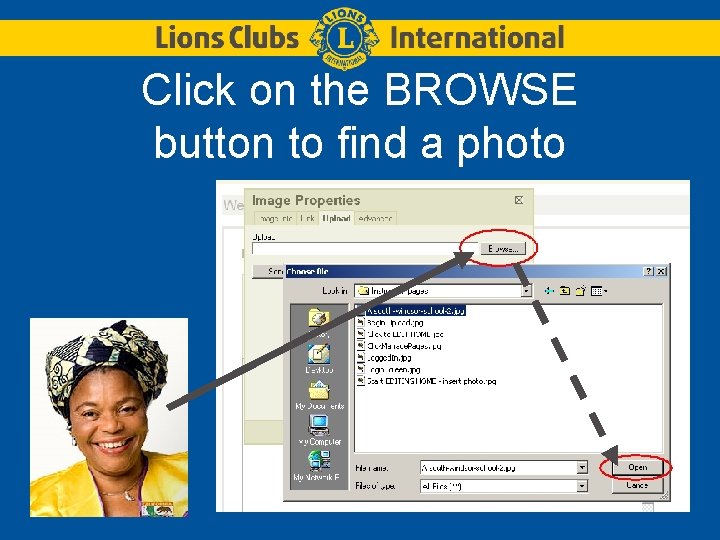 Click on the BROWSE button to find a photo 