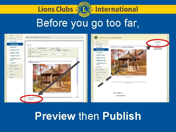 Before you go too far, Preview then Publish 