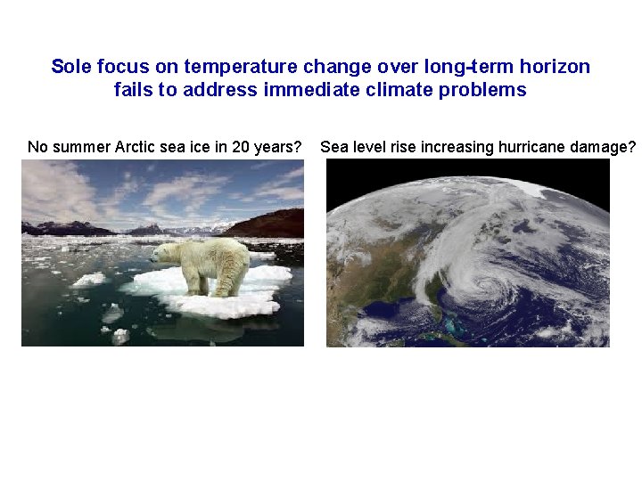 Sole focus on temperature change over long-term horizon fails to address immediate climate problems