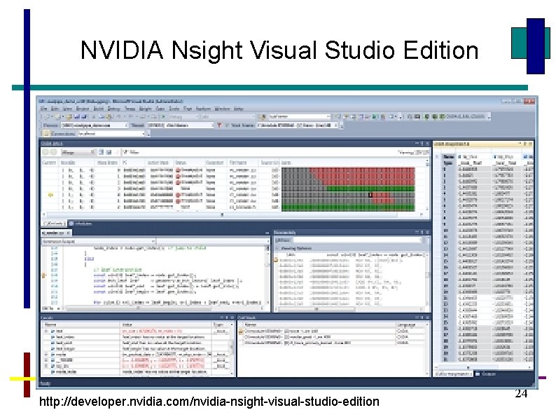 NVIDIA Nsight Visual Studio Edition http: //developer. nvidia. com/nvidia-nsight-visual-studio-edition 24 