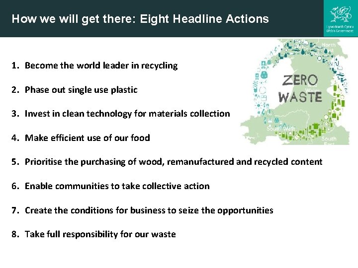 How we will get there: Eight Headline Actions 1. Become the world leader in