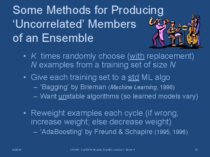 Some Methods for Producing ‘Uncorrelated’ Members of an Ensemble • K times randomly choose