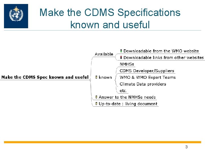 Make the CDMS Specifications known and useful 3 