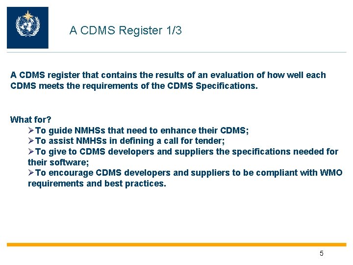 A CDMS Register 1/3 A CDMS register that contains the results of an evaluation