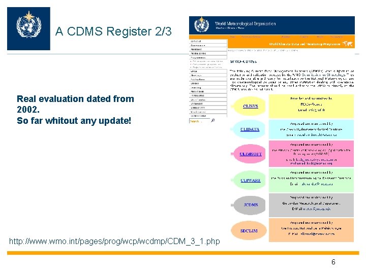 A CDMS Register 2/3 Real evaluation dated from 2002. So far whitout any update!