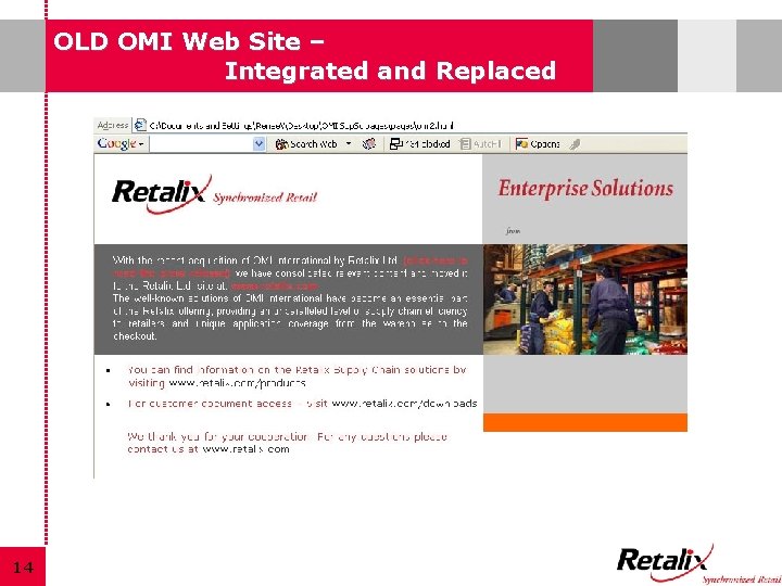 OLD OMI Web Site – Integrated and Replaced 14 
