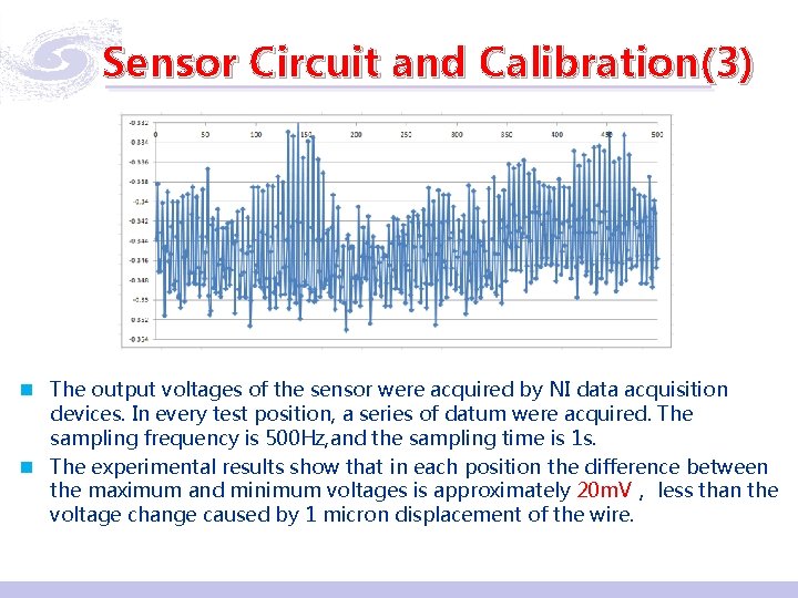 Sensor Circuit and Calibration(3) n The output voltages of the sensor were acquired by