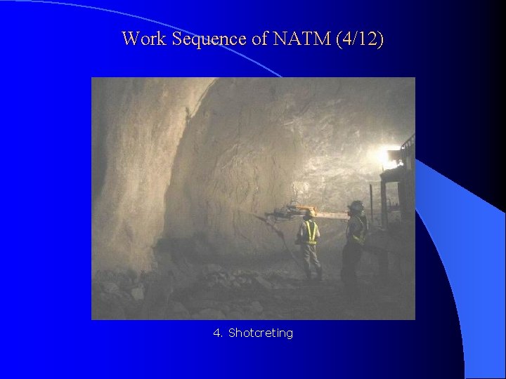 Work Sequence of NATM (4/12) 4. Shotcreting 