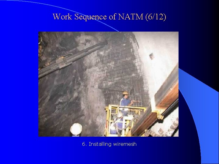 Work Sequence of NATM (6/12) 6. Installing wiremesh 