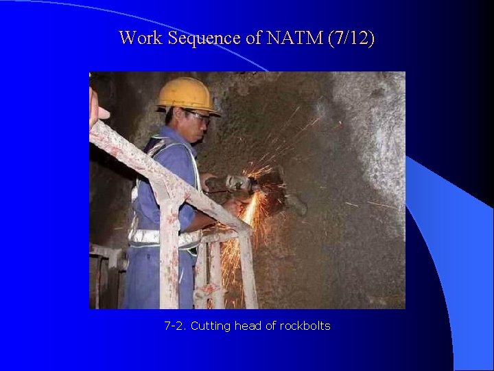 Work Sequence of NATM (7/12) 7 -2. Cutting head of rockbolts 