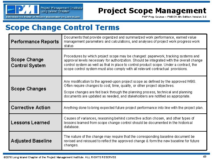 Project Scope Management PMP Prep Course – PMBOK 4 th Edition Version 3. 0