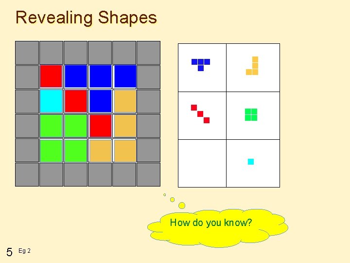 Revealing Shapes How do you know? 5 Eg 2 