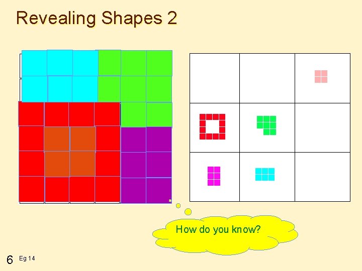 Revealing Shapes 2 How do you know? 6 Eg 14 